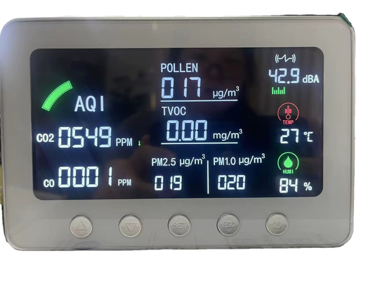  Smart WiFi IAQ Monitor Multi-Parameter Air Quality Monitor with TVOC PM1.0/2.5 CO CO2 for Home, Office & Indoor Spaces