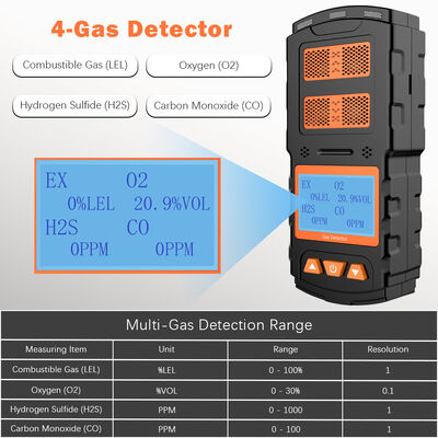 Good price Handheld 4-Gas Detector Multi-Gas Monitor with Combustible Gas Leak Detection LCD online