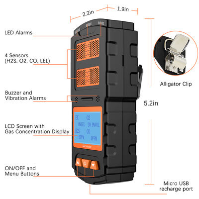Good price Versatile 4-in-1 Gas Monitor for Sewer, Mining, Petroleum & Lab Use | High-Sensitivity Portable LEL O2 H2S CO Gas Leak Detector online