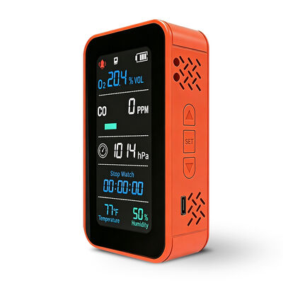 PT09 6-in-1 Air Quality Monitor - CO O2 Detector with Temp/RH/Altimeter/Barometer, Rechargeable Portable Gas Monitor