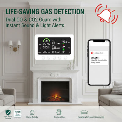 Good price 10-in-1 Professional Air Quality Monitor: Real-time CO2, PM2.5, TVOC, & CO Meter with Tuya App Control & RS485 for Smart Home online